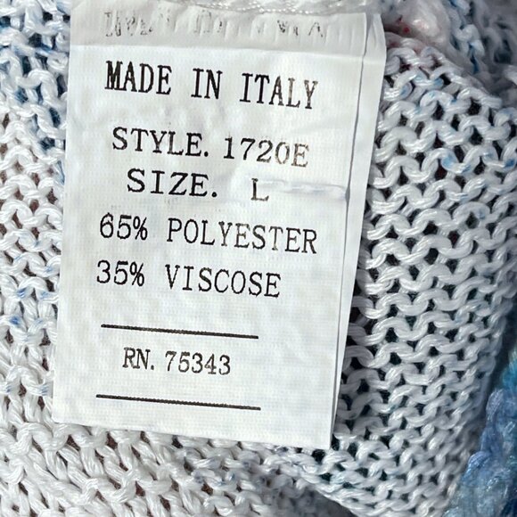 Luisa Ricci Boat Neck Sweater Womens Size L Blue Tie Dye Americana Boho Chic - Picture 8 of 12